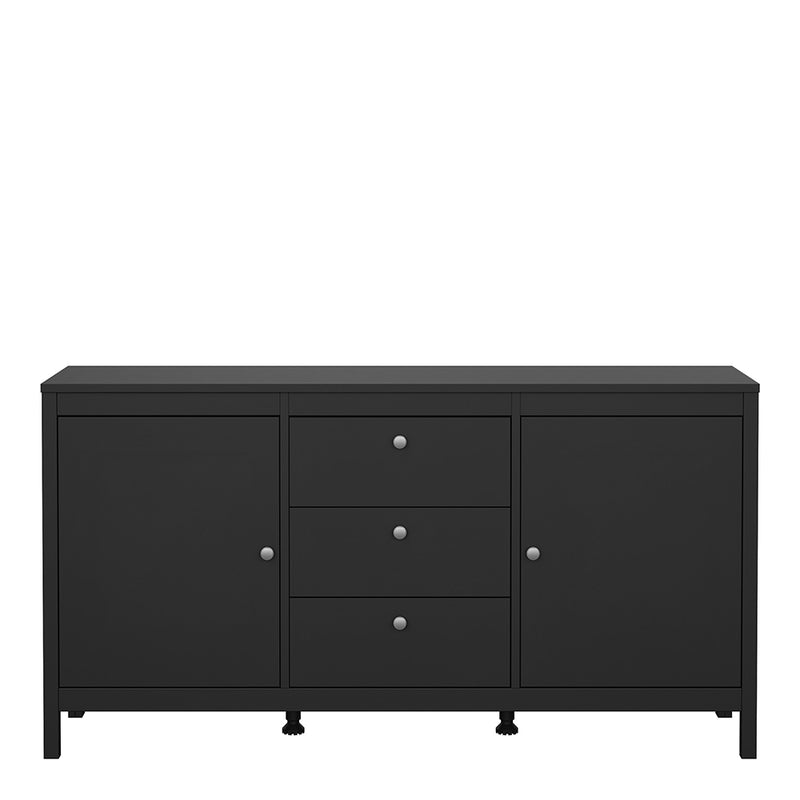 Madrid Sideboard 2 Doors 3 Drawers in Matt Black — side angle