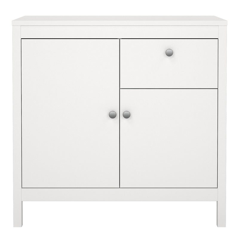 Madrid Sideboard 2 Doors 1 Drawer in White — side angle