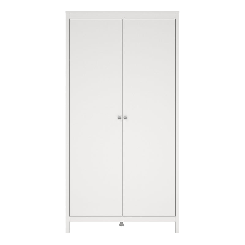 Madrid Wardrobe with 2 Doors in White — side angle