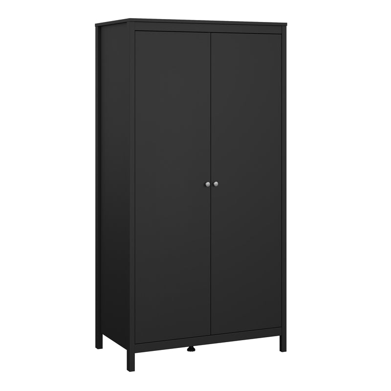 Madrid Wardrobe with 2 Doors in Matt Black — front view