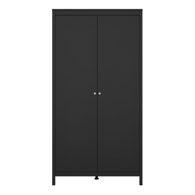 Madrid Wardrobe with 2 Doors in Matt Black — side angle