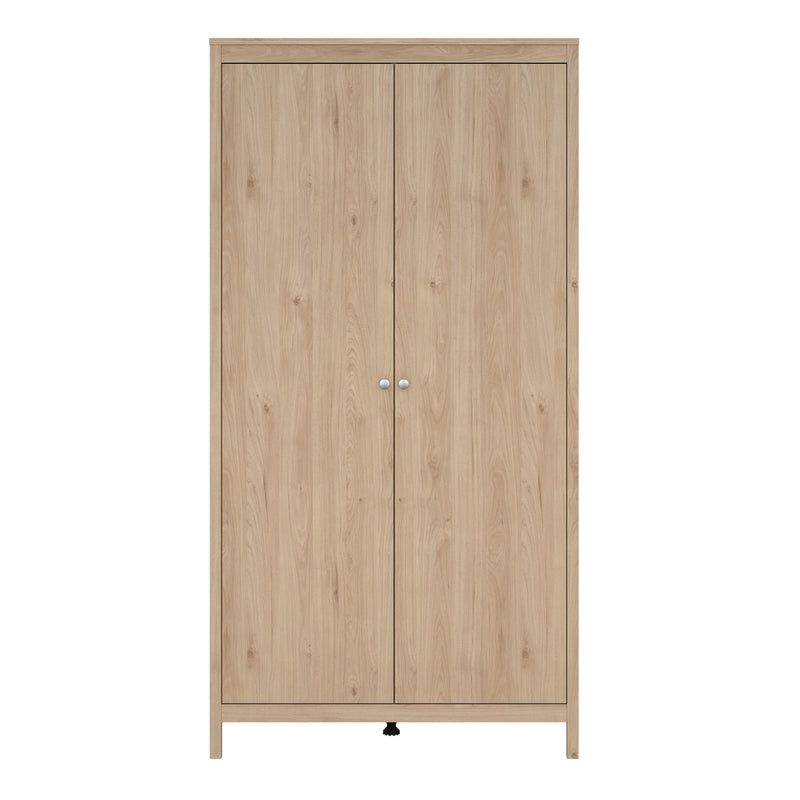 Madrid Wardrobe with 2 Doors in Jackson Hickory Oak — side angle