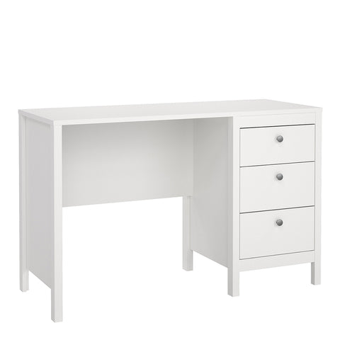 Madrid Desk 3 Drawers White — front view