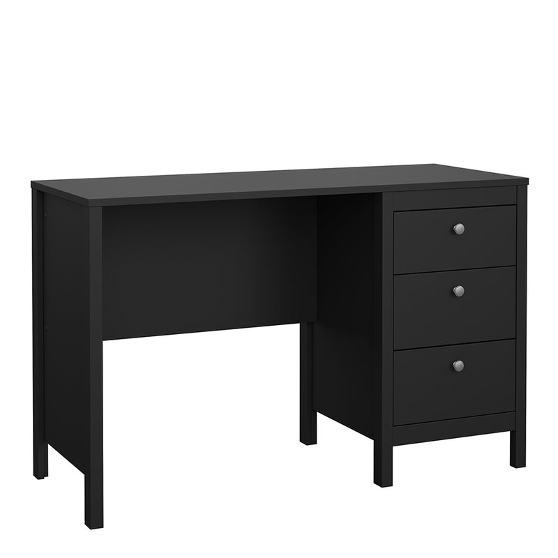 Madrid Desk 3 Drawers Matt Black — front view
