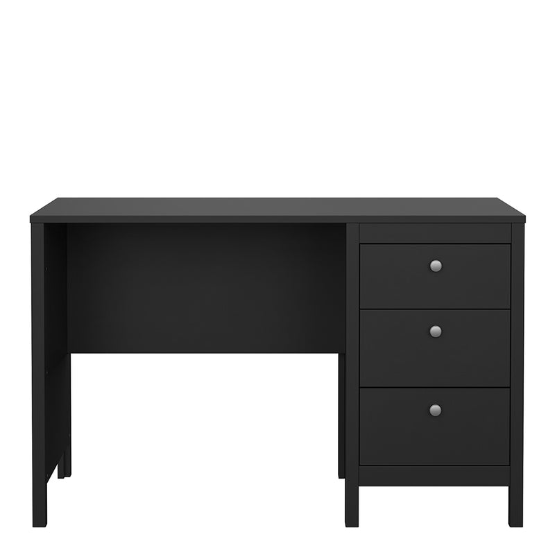 Madrid Desk 3 Drawers Matt Black — side angle
