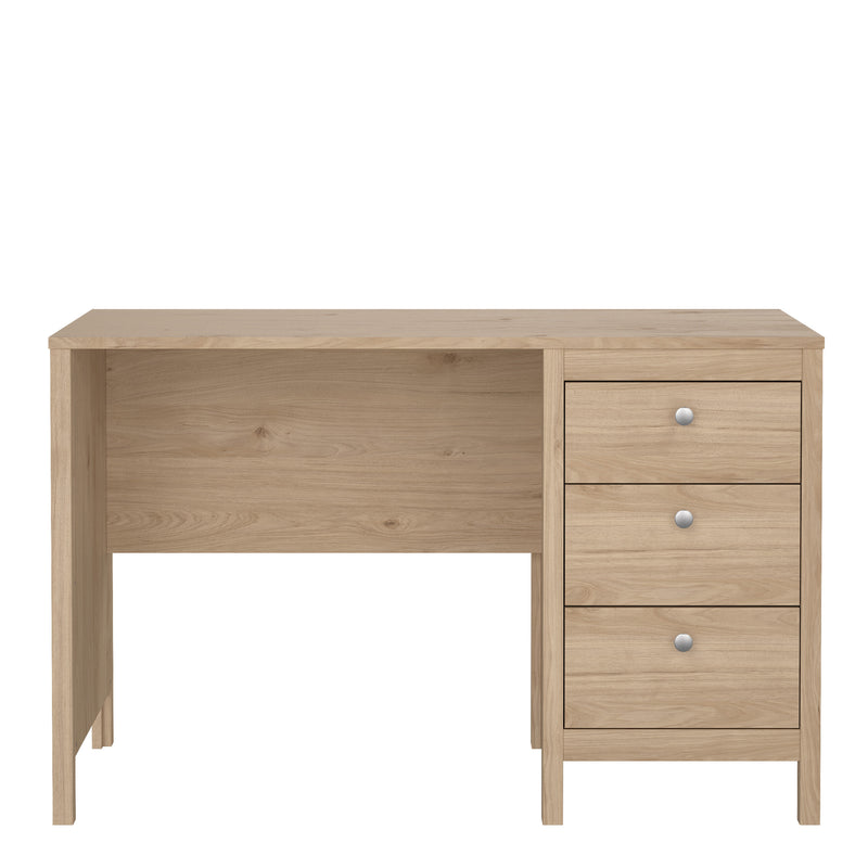 Madrid Desk 3 Drawers in Jackson Hickory Oak — side angle