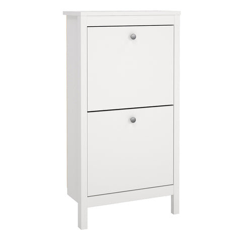 Madrid Shoe Cabinet 2 Flip Down Doors White — front view