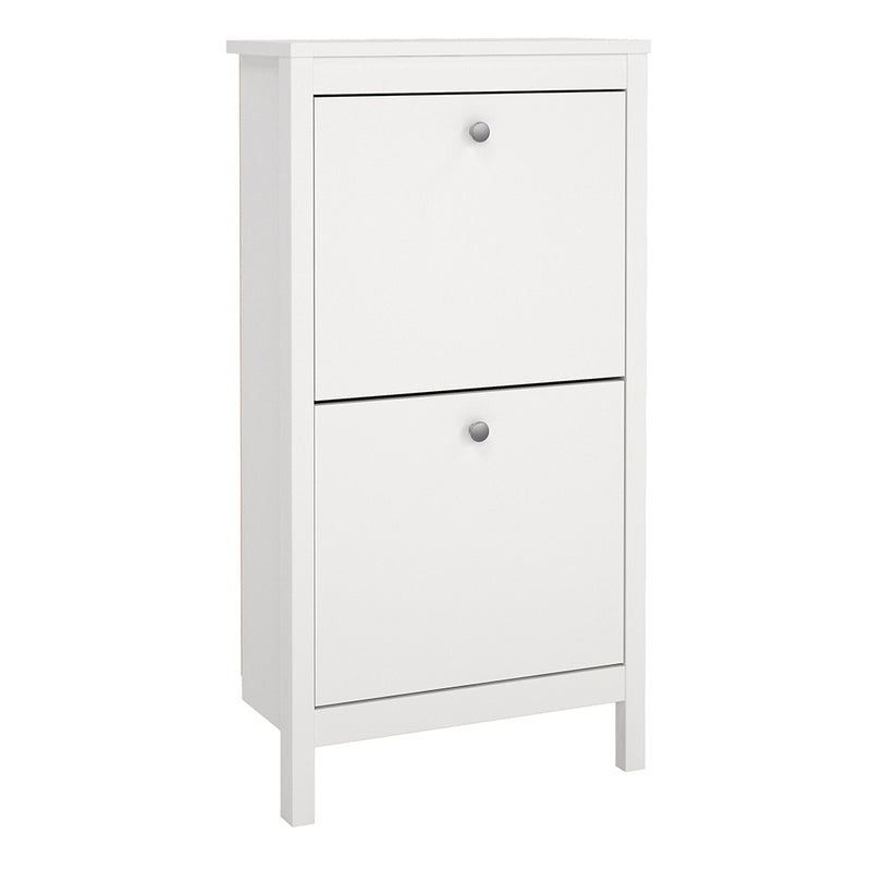 Madrid Shoe Cabinet 2 Flip Down Doors White — front view