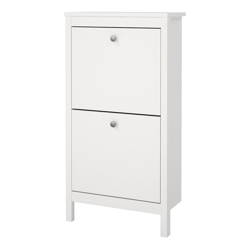 Madrid Shoe Cabinet 2 Flip Down Doors White — detail view
