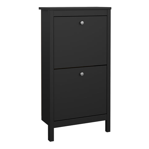Madrid Shoe Cabinet 2 Flip Down Doors Matt Black — front view