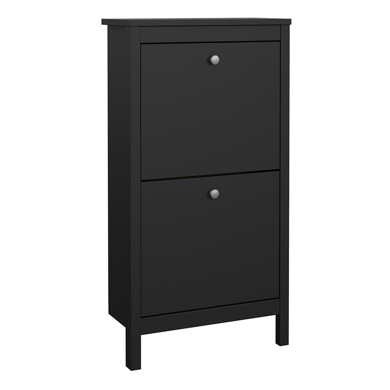 Madrid Shoe Cabinet 2 Flip Down Doors Matt Black — front view