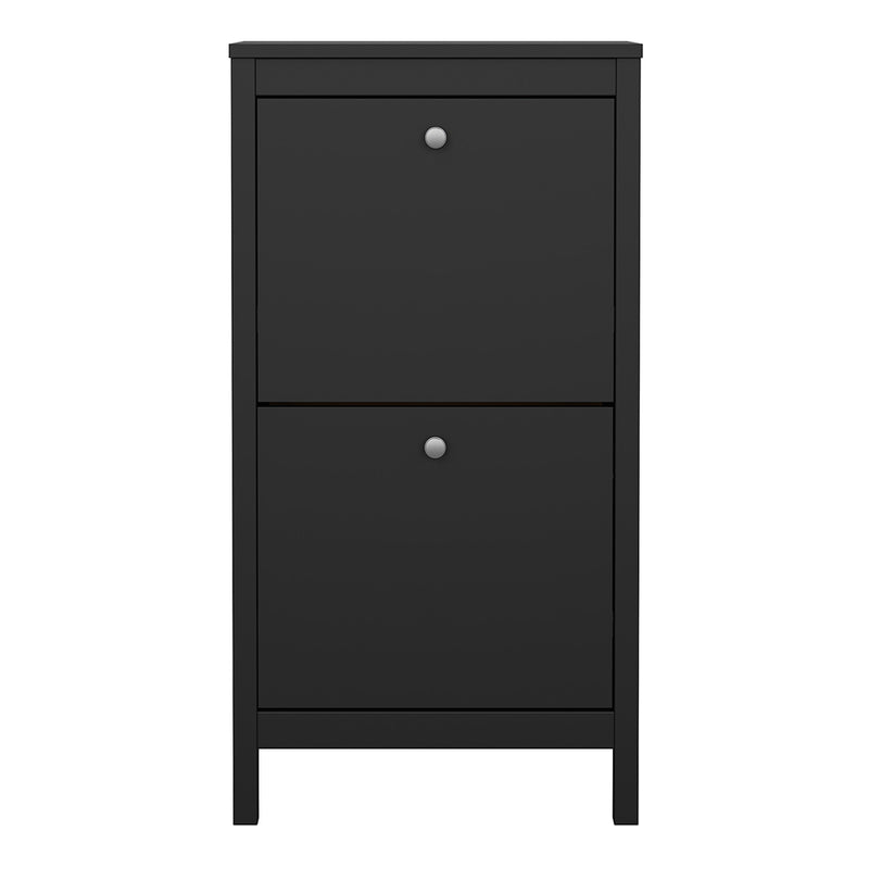 Madrid Shoe Cabinet 2 Flip Down Doors Matt Black — side angle