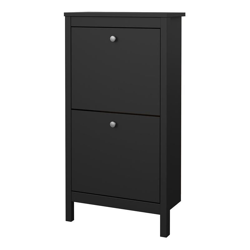 Madrid Shoe Cabinet 2 Flip Down Doors Matt Black — detail view