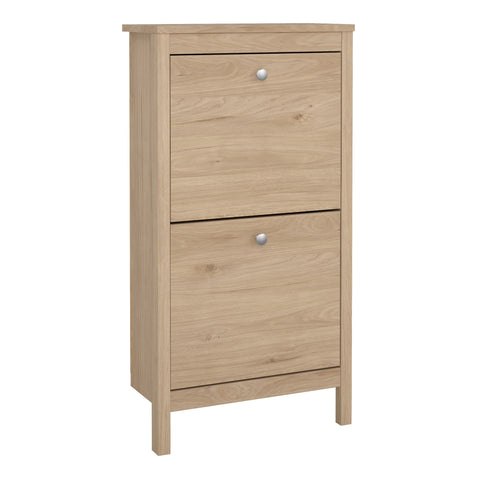 Madrid Shoe Cabinet 2 Flap Doors in Jackson Hickory Oak — front view