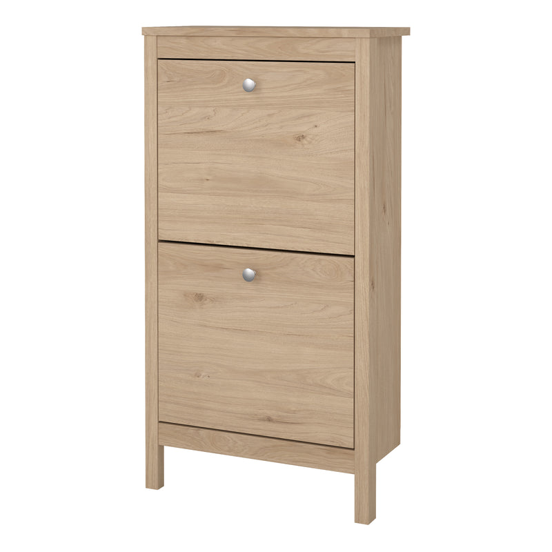 Madrid Shoe Cabinet 2 Flap Doors in Jackson Hickory Oak — detail view
