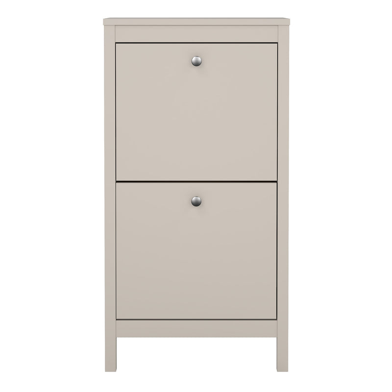 Madrid Shoe Cabinet 2 Flip Down Doors in Cashmere — side angle