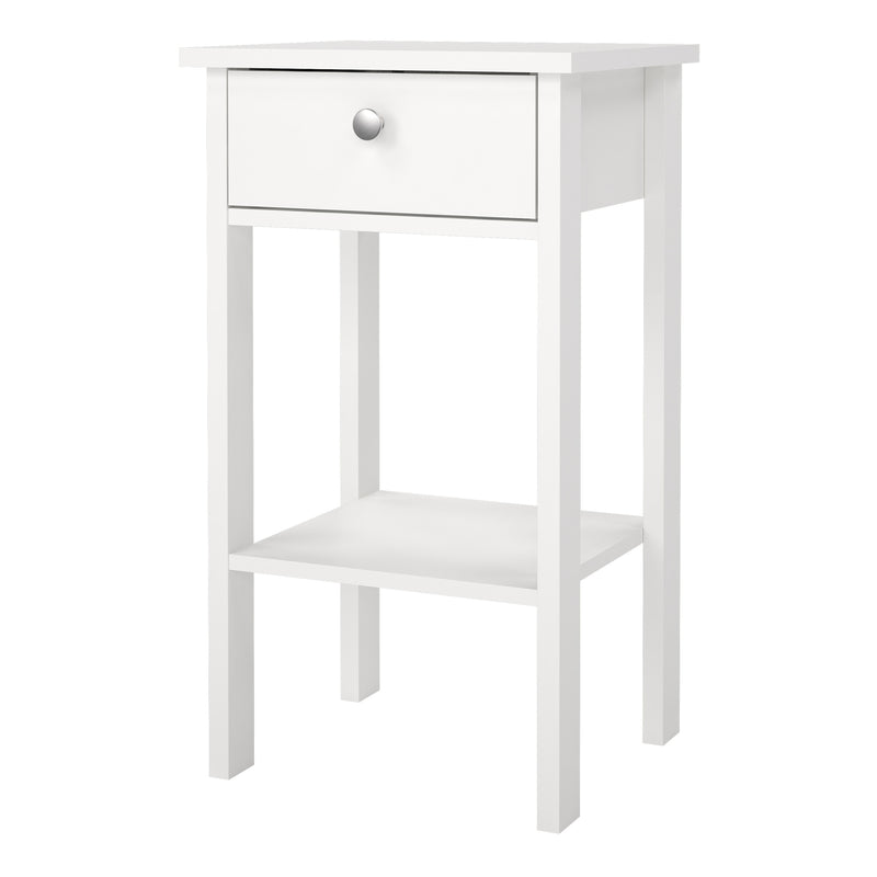 Madrid Bedside Table with 1 Drawer in White — detail view