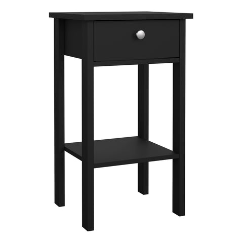 Madrid Bedside Table with 1 Drawer in Matt Black — front view