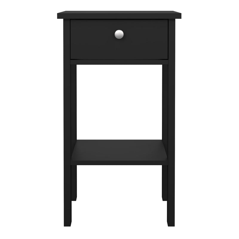 Madrid Bedside Table with 1 Drawer in Matt Black — side angle