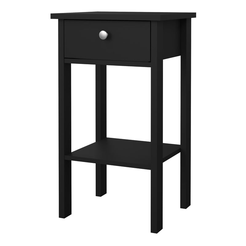 Madrid Bedside Table with 1 Drawer in Matt Black — detail view