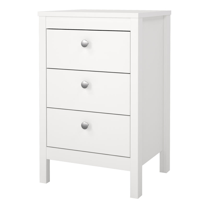 Madrid Bedside Table 3 Drawers in White — detail view