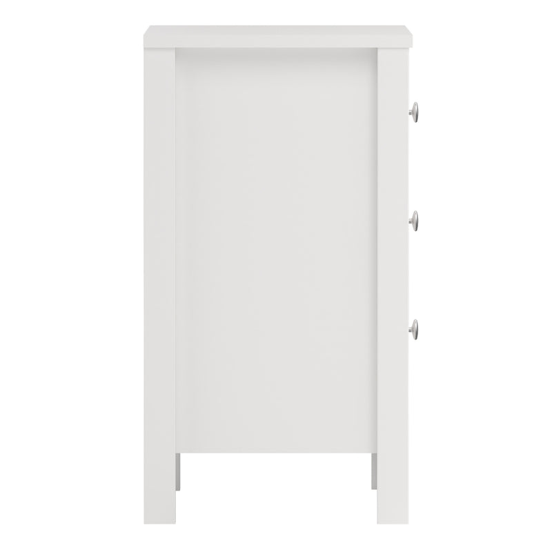 Madrid Bedside Table 3 Drawers in White — alternative angle