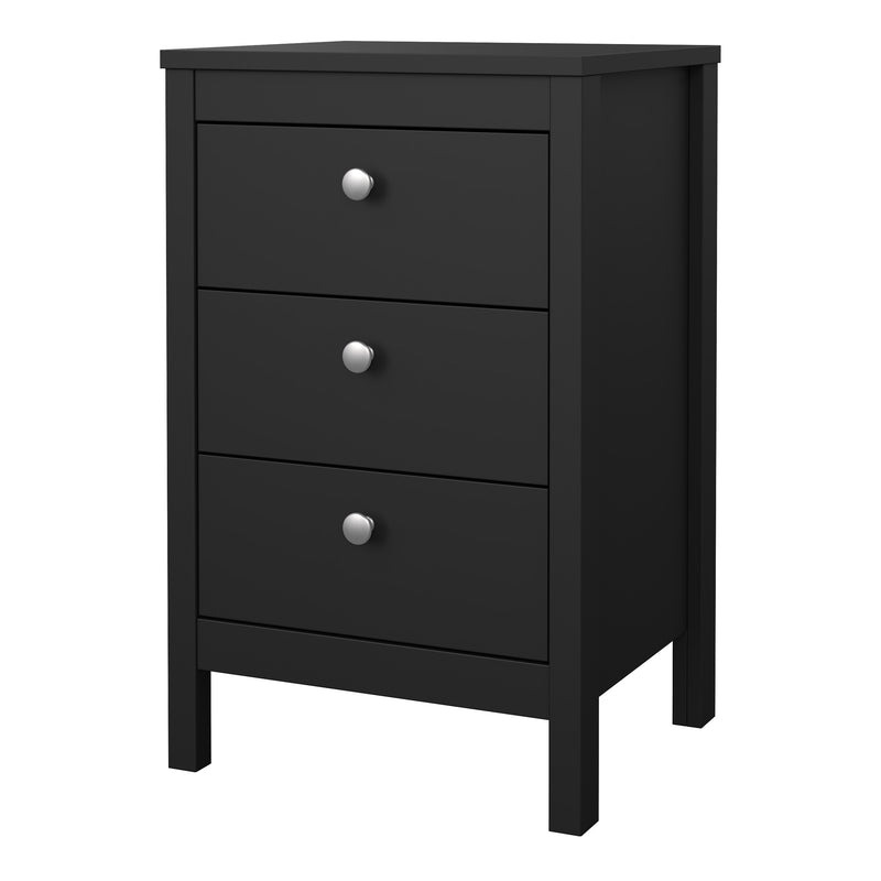 Madrid Bedside Table 3 Drawers in Matt Black — detail view