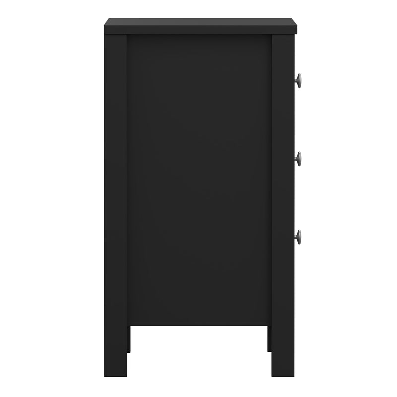 Madrid Bedside Table 3 Drawers in Matt Black — alternative angle