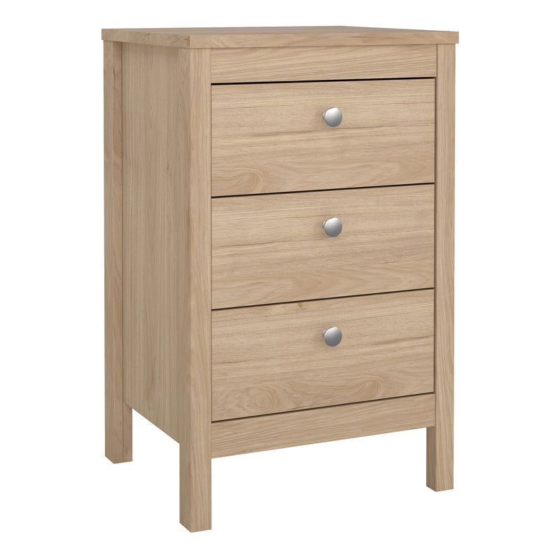 Madrid Bedside Table 3 Drawers in Jackson Hickory Oak — front view
