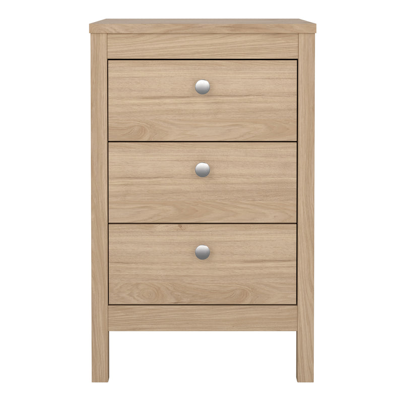 Madrid Bedside Table 3 Drawers in Jackson Hickory Oak — side angle