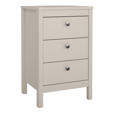Madrid Bedside Table 3 Drawers in Cashmere — front view