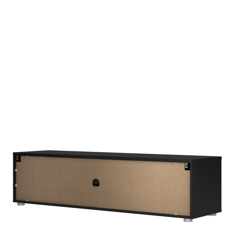 Media TV Unit with 2 Doors 1 Drawer 147cm Black — alternative angle