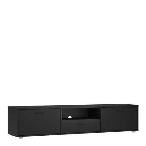 Media TV Unit with 2 Doors 1 Drawer 177cm Black — front view