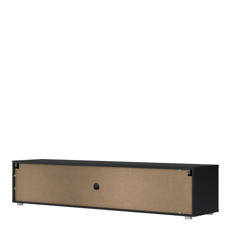 Media TV Unit with 2 Doors 1 Drawer 177cm Black — alternative angle