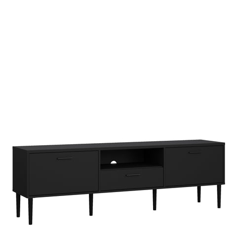Media TV Unit with 2 Doors 1 Drawer in Black — front view