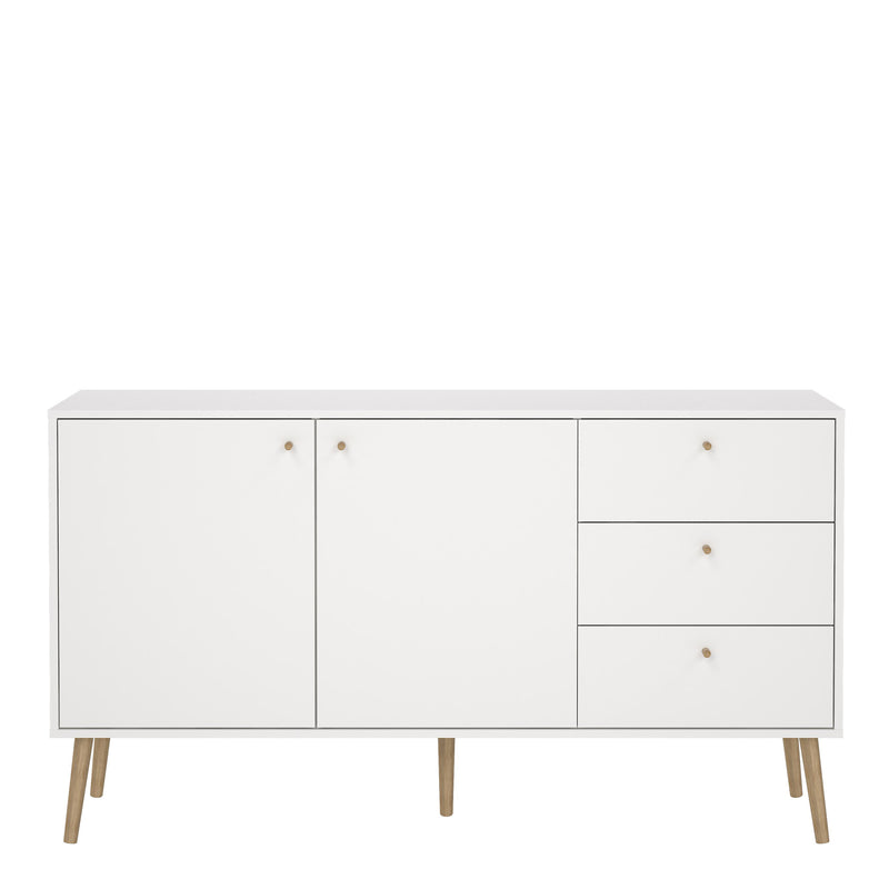 Cumbria Sideboard 2 Doors + 3 Drawers White — side angle