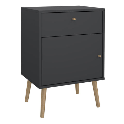 Cumbria Nightstand 1 Door + 1 Drawer Dark Grey — front view
