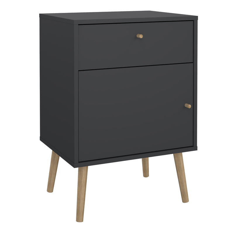 Cumbria Nightstand 1 Door + 1 Drawer Dark Grey — front view