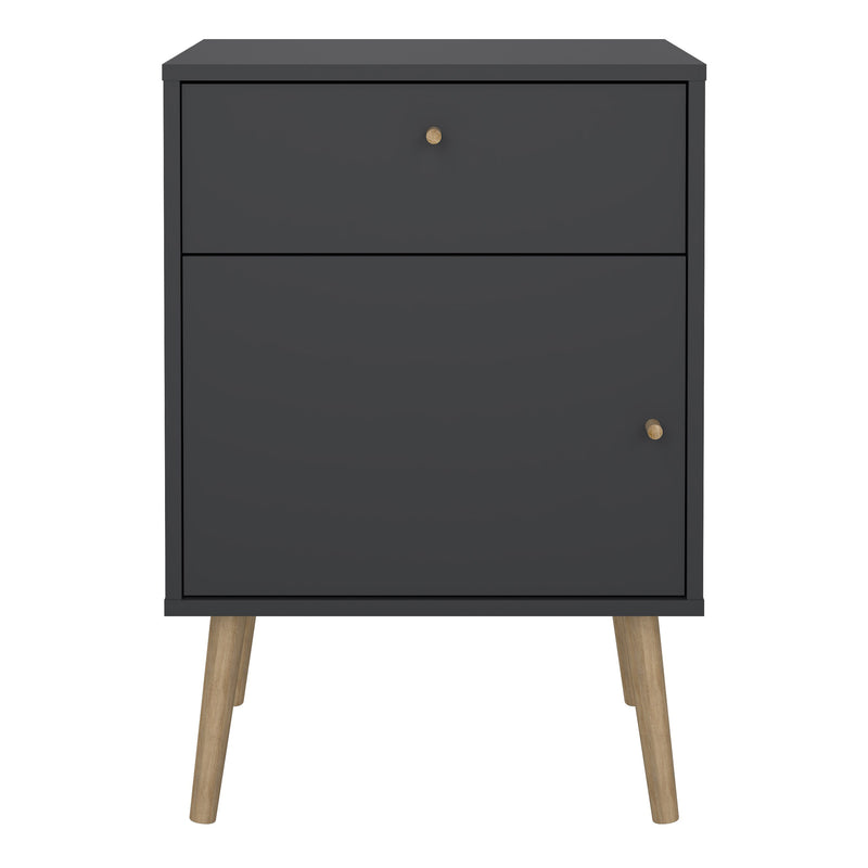 Cumbria Nightstand 1 Door + 1 Drawer Dark Grey — side angle