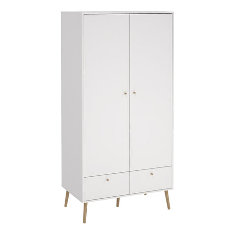 Cumbria Wardrobe with 2 Doors + 2 Drawers White — front view