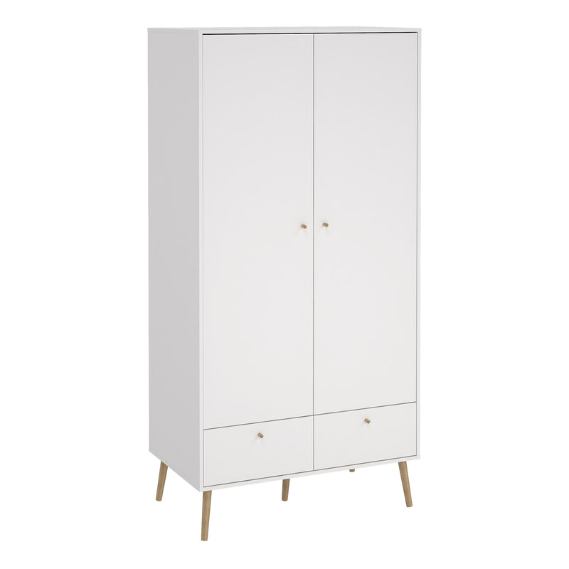 Cumbria Wardrobe with 2 Doors + 2 Drawers White — front view