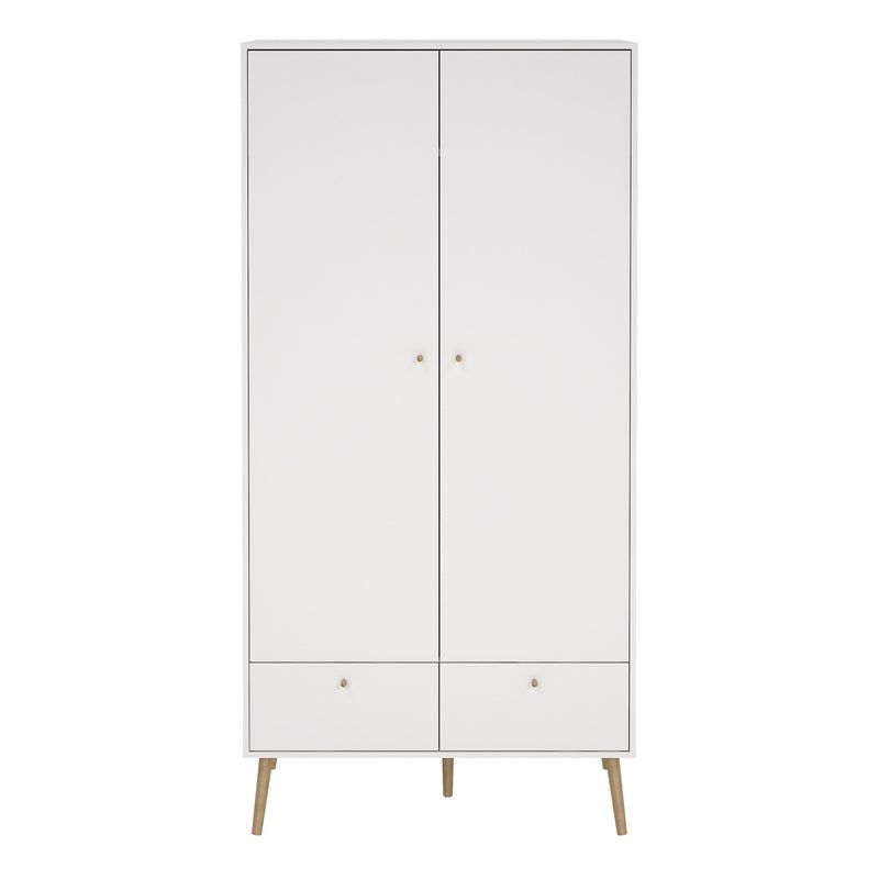 Cumbria Wardrobe with 2 Doors + 2 Drawers White — side angle
