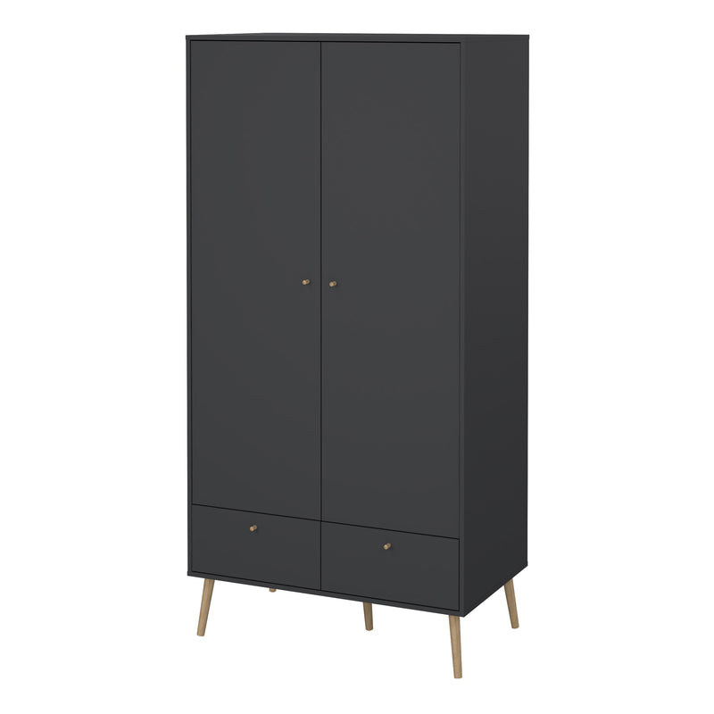 Cumbria Wardrobe with 2 Doors + 2 Drawers Dark Grey — detail view