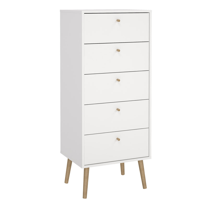 Cumbria Chest 5 Drawers White — front view