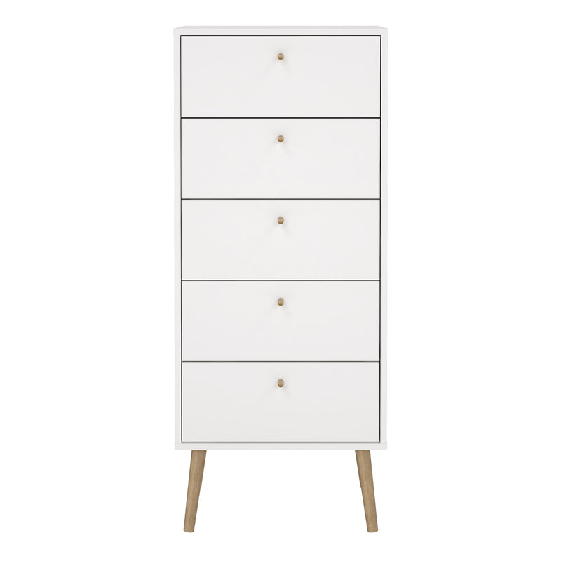 Cumbria Chest 5 Drawers White — side angle