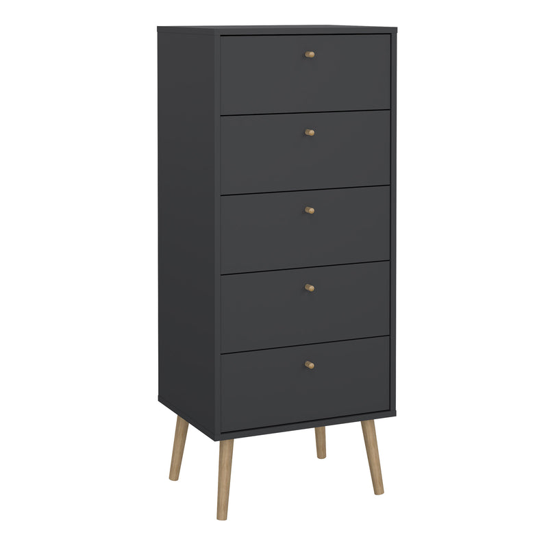 Cumbria Chest 5 Drawers Dark Grey — front view