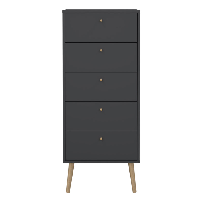 Cumbria Chest 5 Drawers Dark Grey — side angle