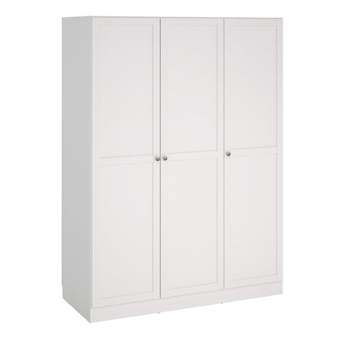 Brande Wardrobe with 3 Frame Doors in White — front view