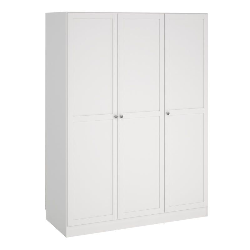 Brande Wardrobe with 3 Frame Doors in White — front view