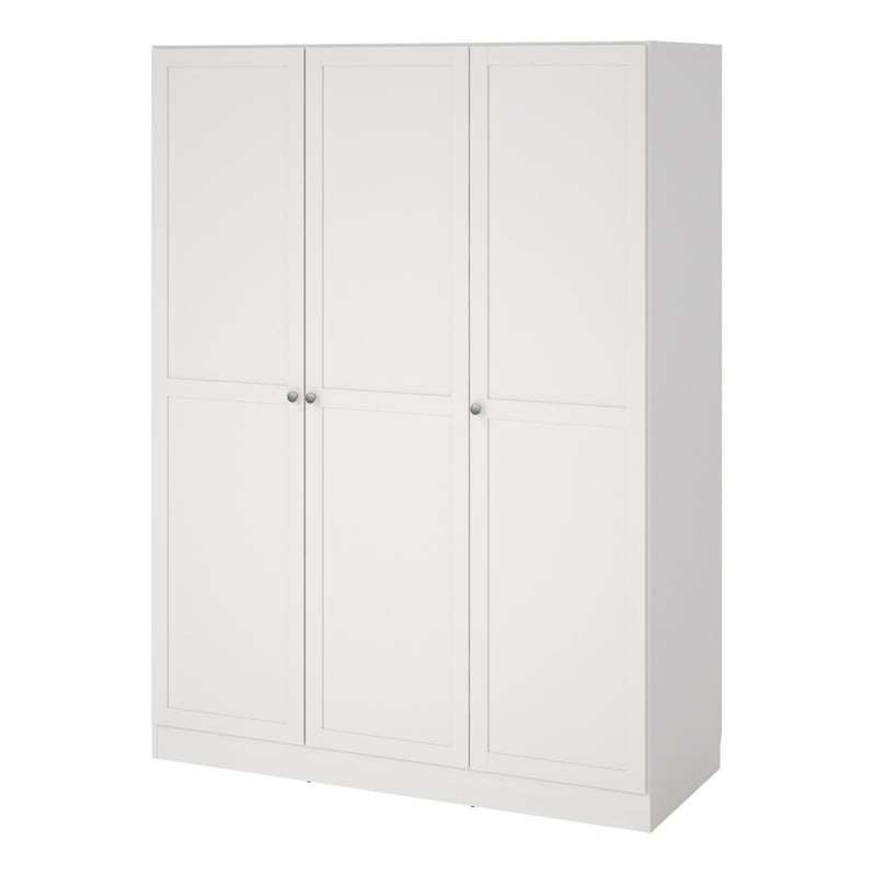 Brande Wardrobe with 3 Frame Doors in White — detail view